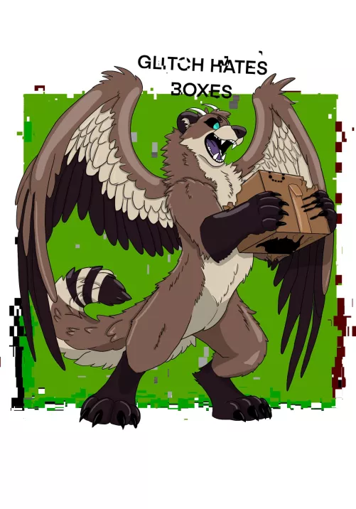 Big floof monster hates boxes >:(   (adoptable) by Vex_the_Sinner