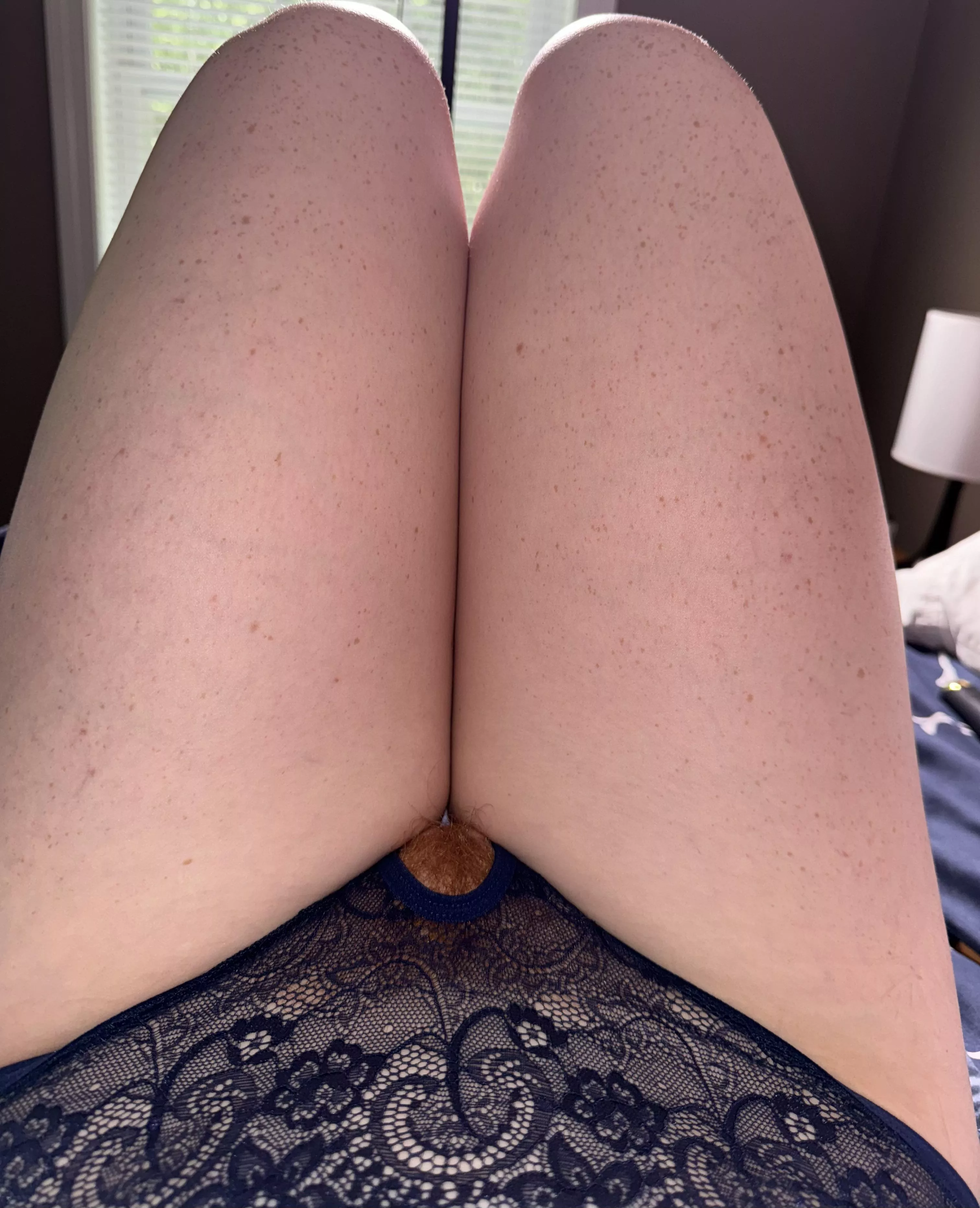 Hairy puss in crotchless panties  posted by BellaRedSouth