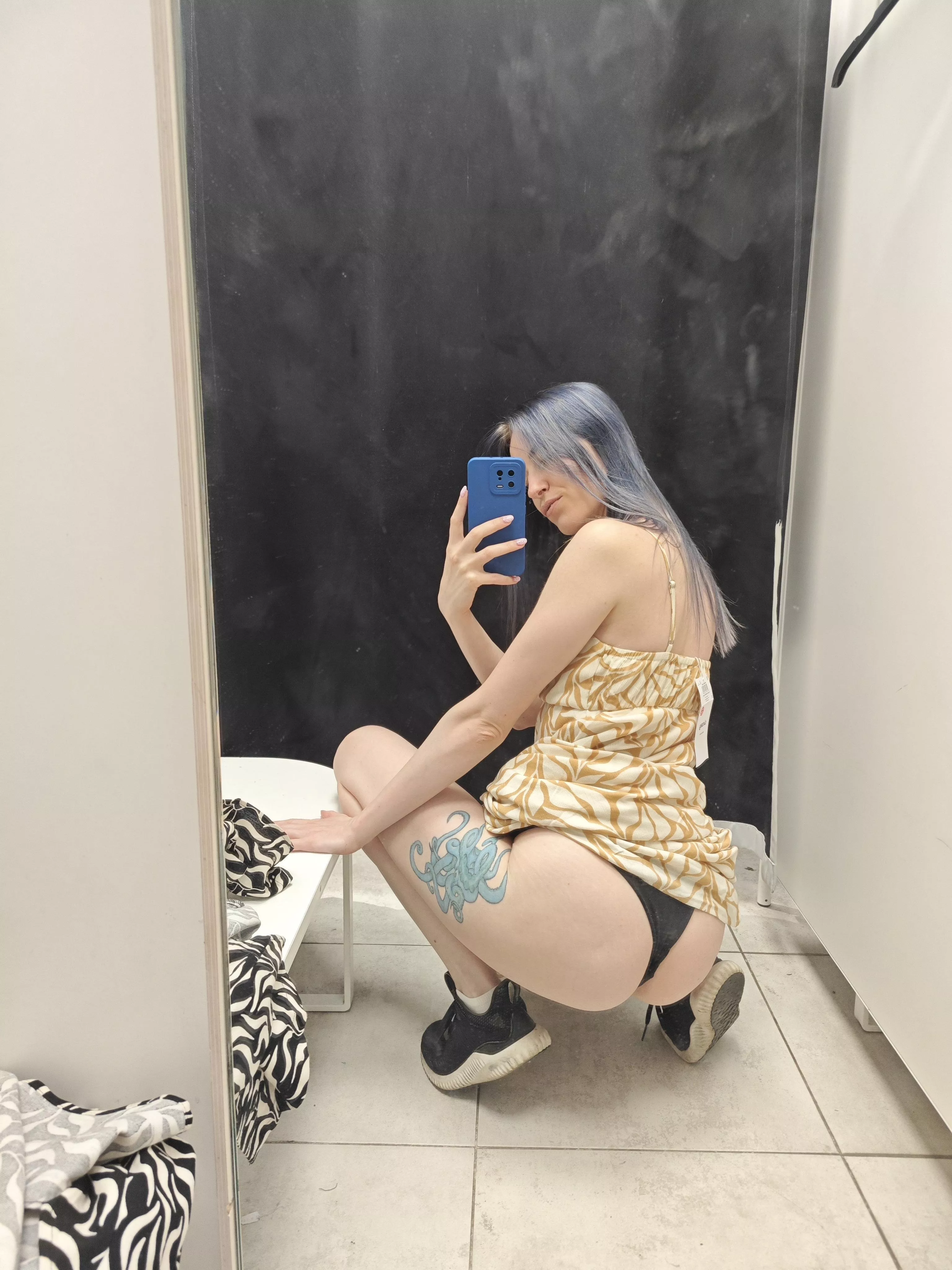 I'm testing how my ass will look in these thongs if I lift up the dress posted by hailey_cute