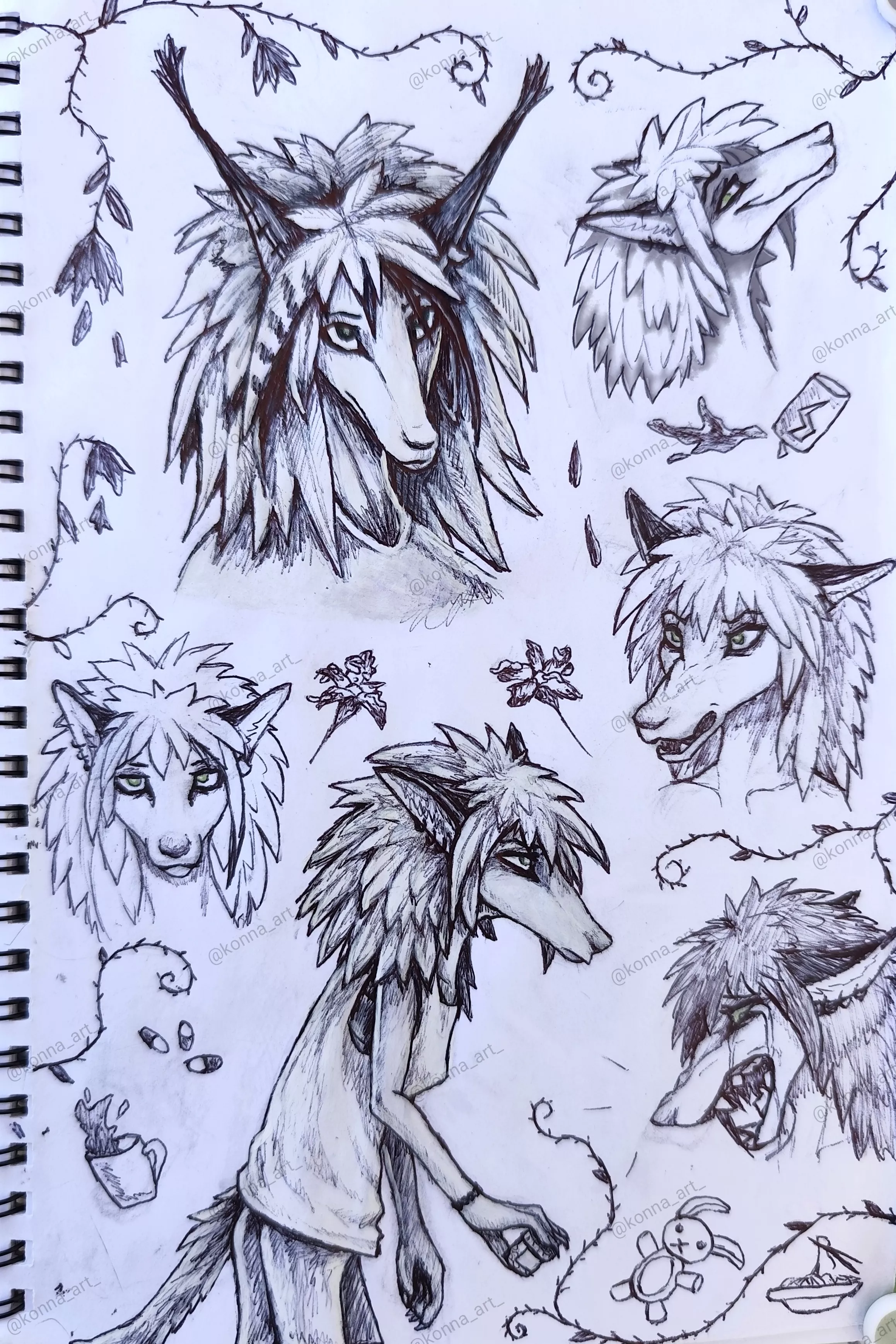 Trying to conceptualise and experiment. Admittedly got lazy at some parts (digital shading top right and decoration bottom right) but other than those parts I would love to see thoughts.Especially on the different shading styles. posted by Forgor_mi_passward