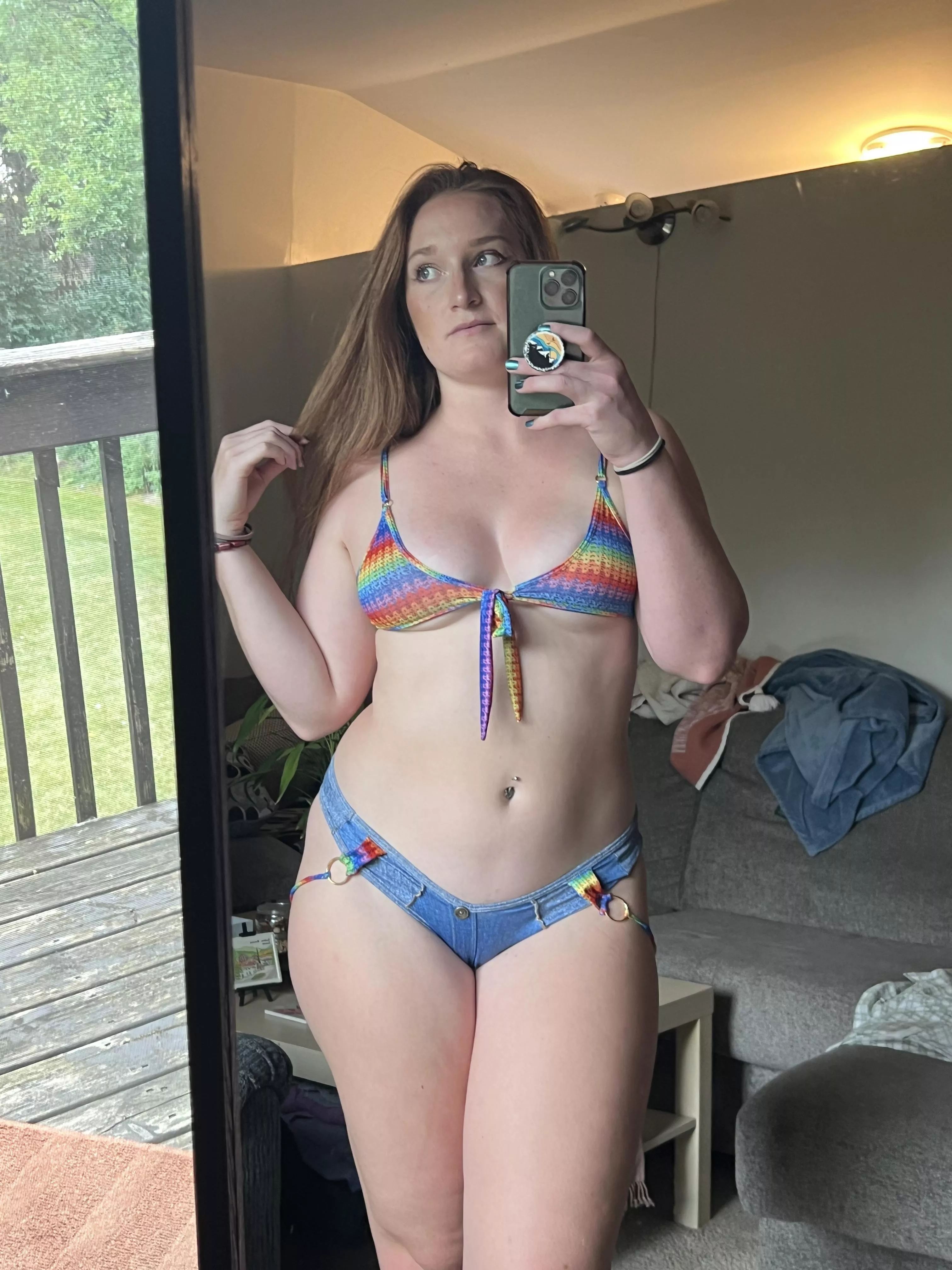 do you like my rainbow colored bikini? posted by Jessginger
