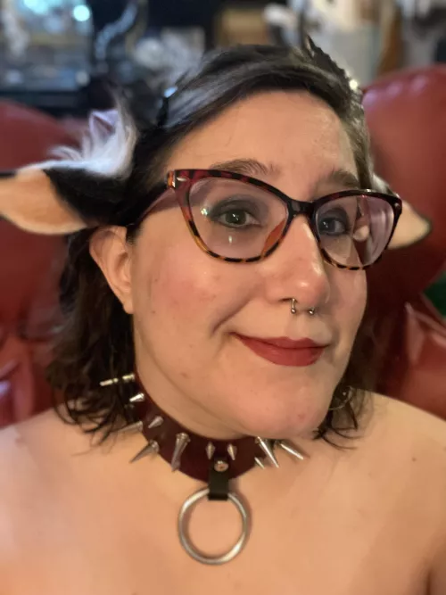 Kinky Cowslut gets her septum pierced as a permanent day collar by ZilvraVd