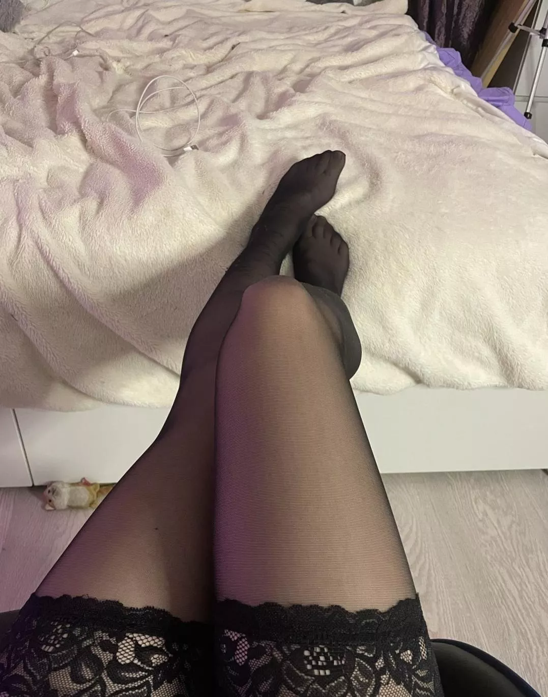 be at my feet and pull off these black stockings with your teeth posted by Wonderfullbabyy