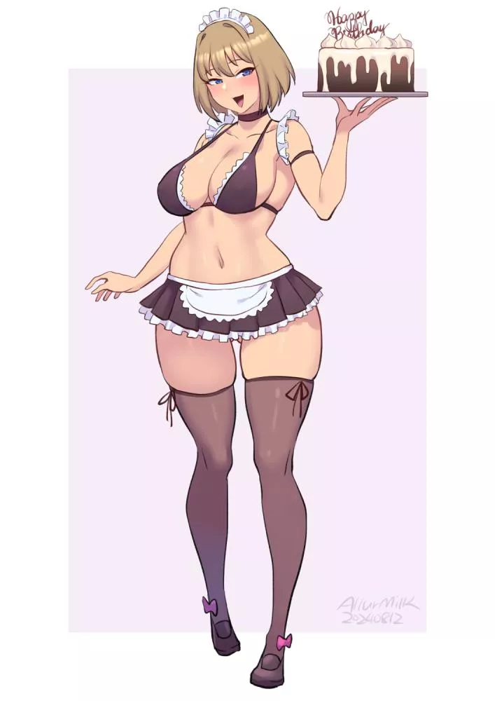 Cute Maid Wishing A Happy Birthday [Original] posted by A_MASSIVE_PERVERT