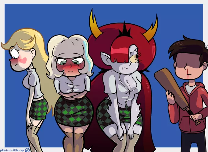 Marco about to punish Star, Jackie and Hekapoo.  by B1WITHYURI1558
