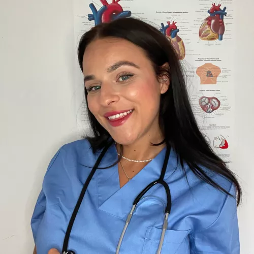 Naughty nurse on scrubs, bold moves  by olivepancakes