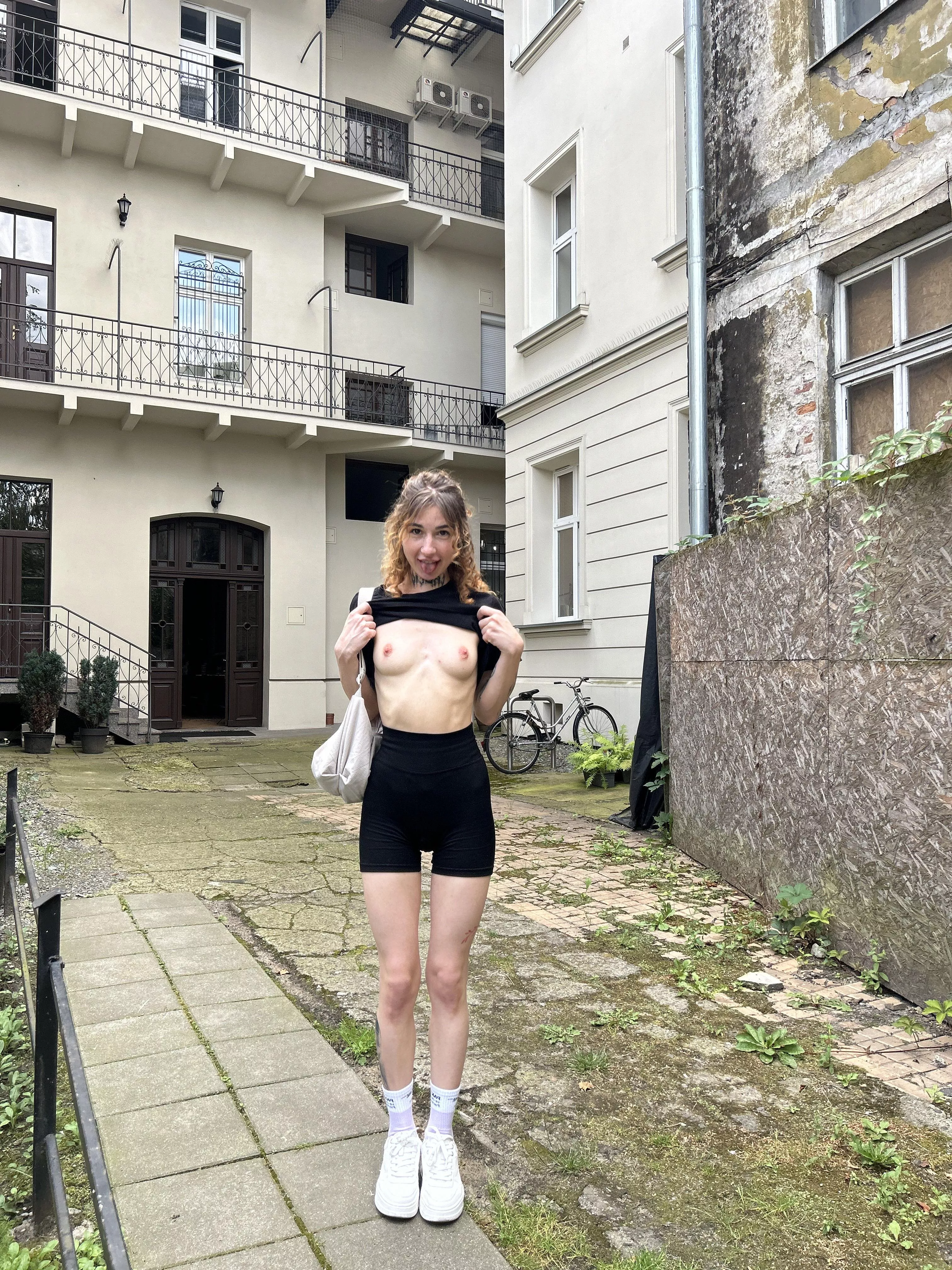 Slim young girl flashes her tits outdoors posted by SweetHearrtBaby