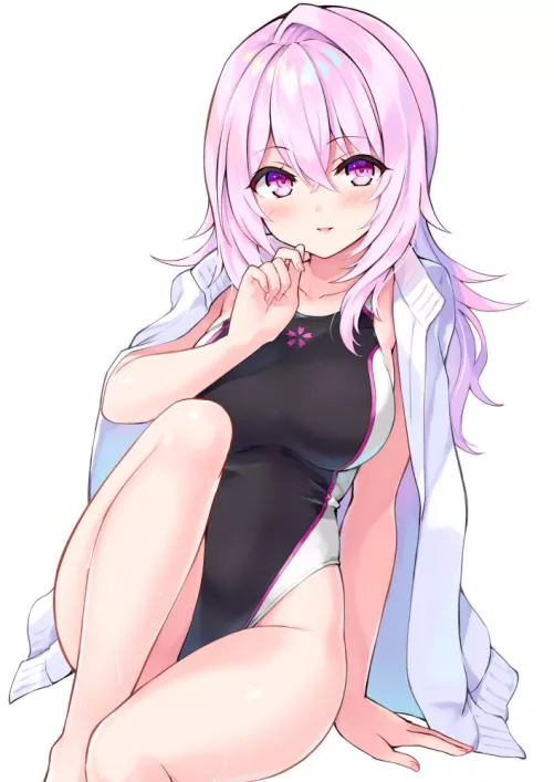Yayoi Sakura wearing a two-tone black dwimsuit [Cu-No] (Hisen Kaede) by ecchi_neko