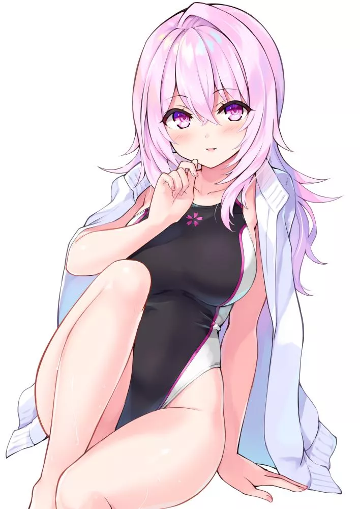 Yayoi Sakura wearing a two-tone black dwimsuit [Cu-No] (Hisen Kaede) posted by ecchi_neko
