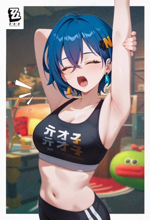 Belle stretching in gym clothes  by Kelzt-2nd