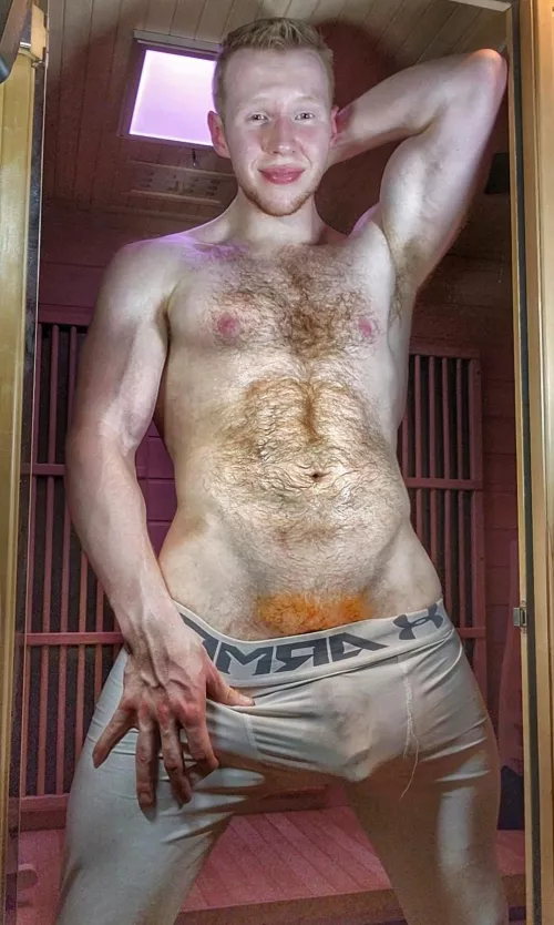 Give me a tongue bath in the sauna bro and I'll shove my wet cock inside your ass and fill you until your ass is drooling, wanting more of my ginger cock. by gymbruhhhhh