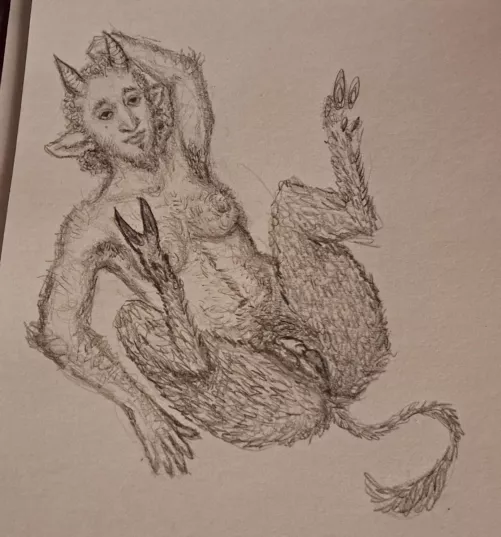 Trans faun boy with lovely fur all over (art by me) by Weary_Nobody_3294
