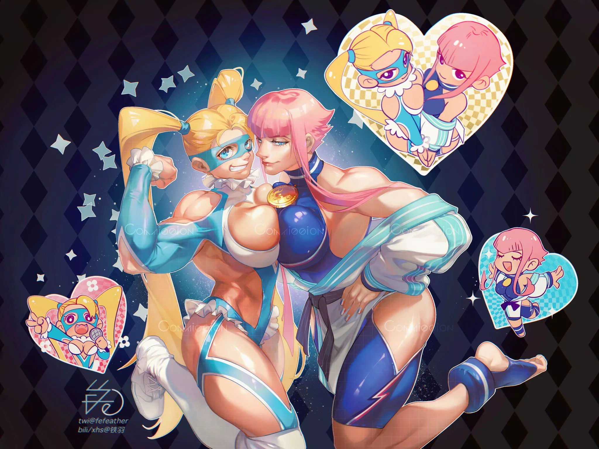 Rainbow Mika and Manon (FeFeather) [Street Fighter] posted by PMatty73