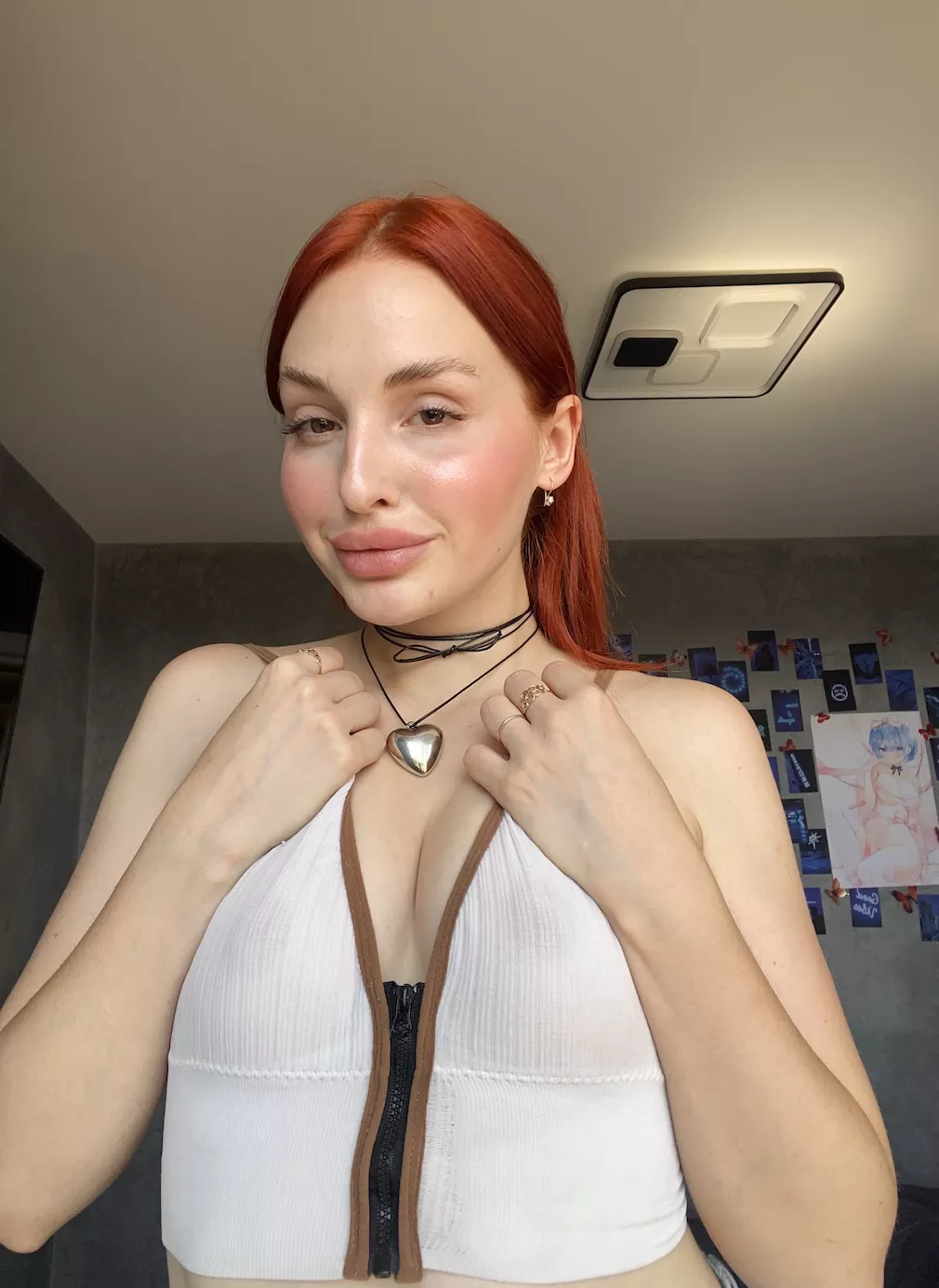 pale skin green eyed redhead, and proud wearing a crop top posted by busythicc