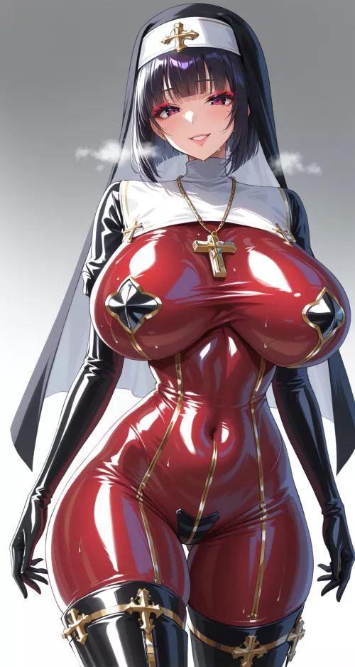 Red Latex Nun by CheetahSperm18