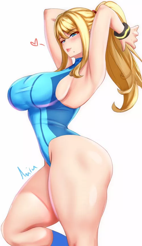 Samus showing off her thick body by Terran117