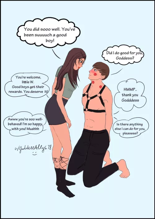 [OC] (Kisses - Praise kink) Good boys get rewarded for doing all their chores by GoddessAlly678