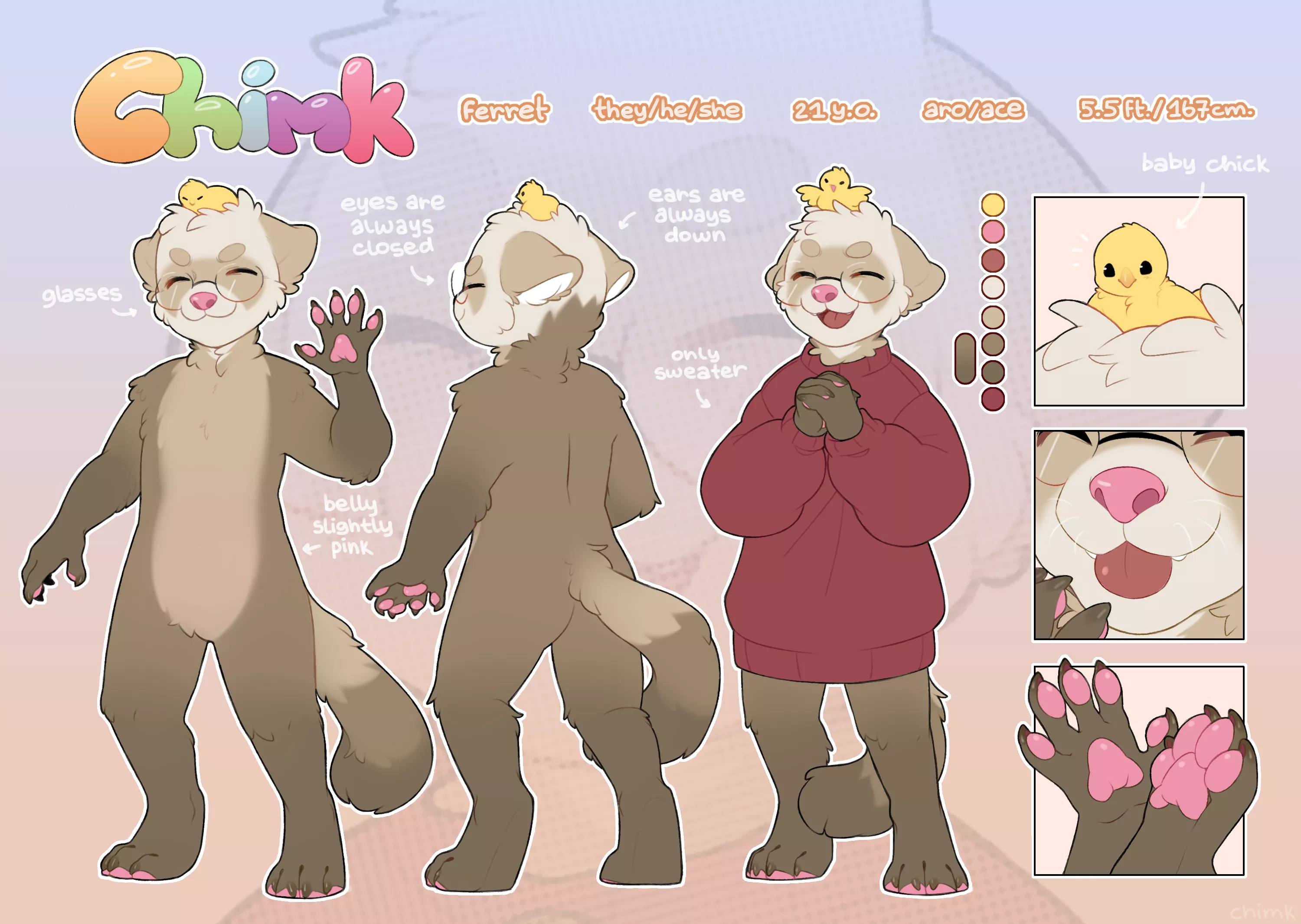 A reference for my sona☺ Also my first time in the furry community of Reddit! Hello everyone! posted by ChimkF