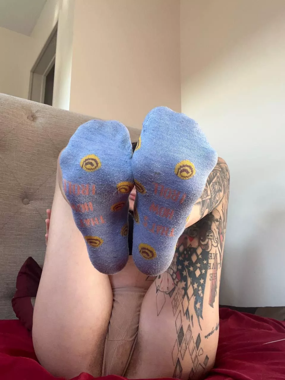 [F] naughty socks serving today posted by Queenof_Rainbow