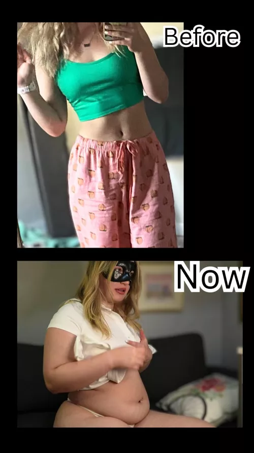 From abs to my belly touching my thighs 🤭 by blondiee188