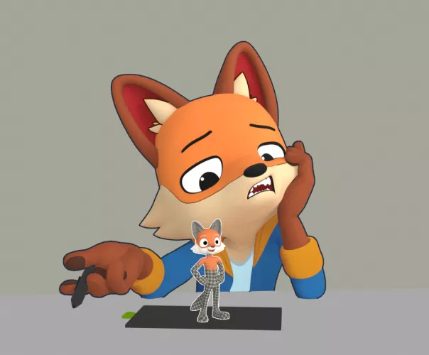 I finally finished painting my 3D character! Wasted a lot of time, but the result isn't that bad. So i made this scene that represents my 4th repainting attempt just to remember not to repeat my stupid mistake again!  by Nukorio