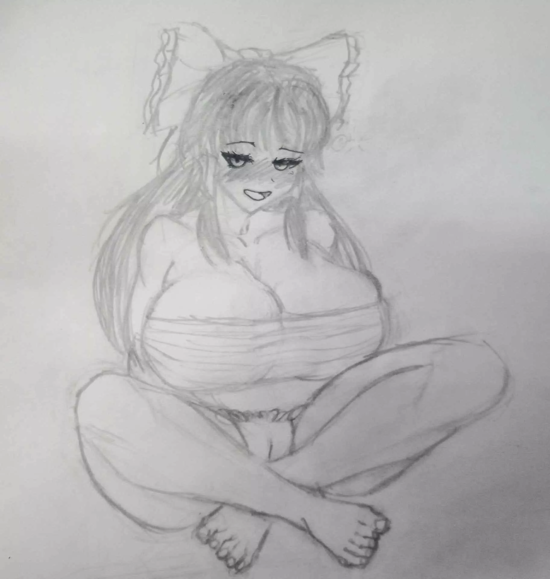 Lewd Reimu, maybe drunk(drawn by me https://vxtwitter.com/Kitsunaifuu/status/1827050664981082519) posted by TottalyClowned