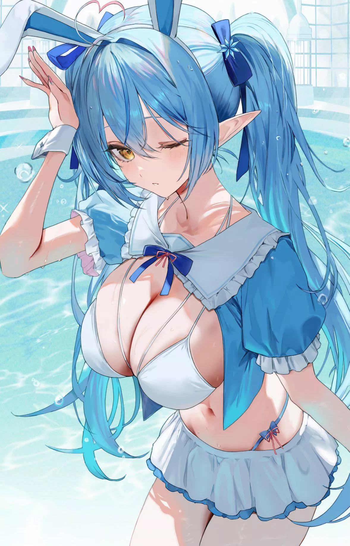 Lamy in white / blue shirt and skirt (FFP_100) [Hololive] posted by elegantloveglimmer