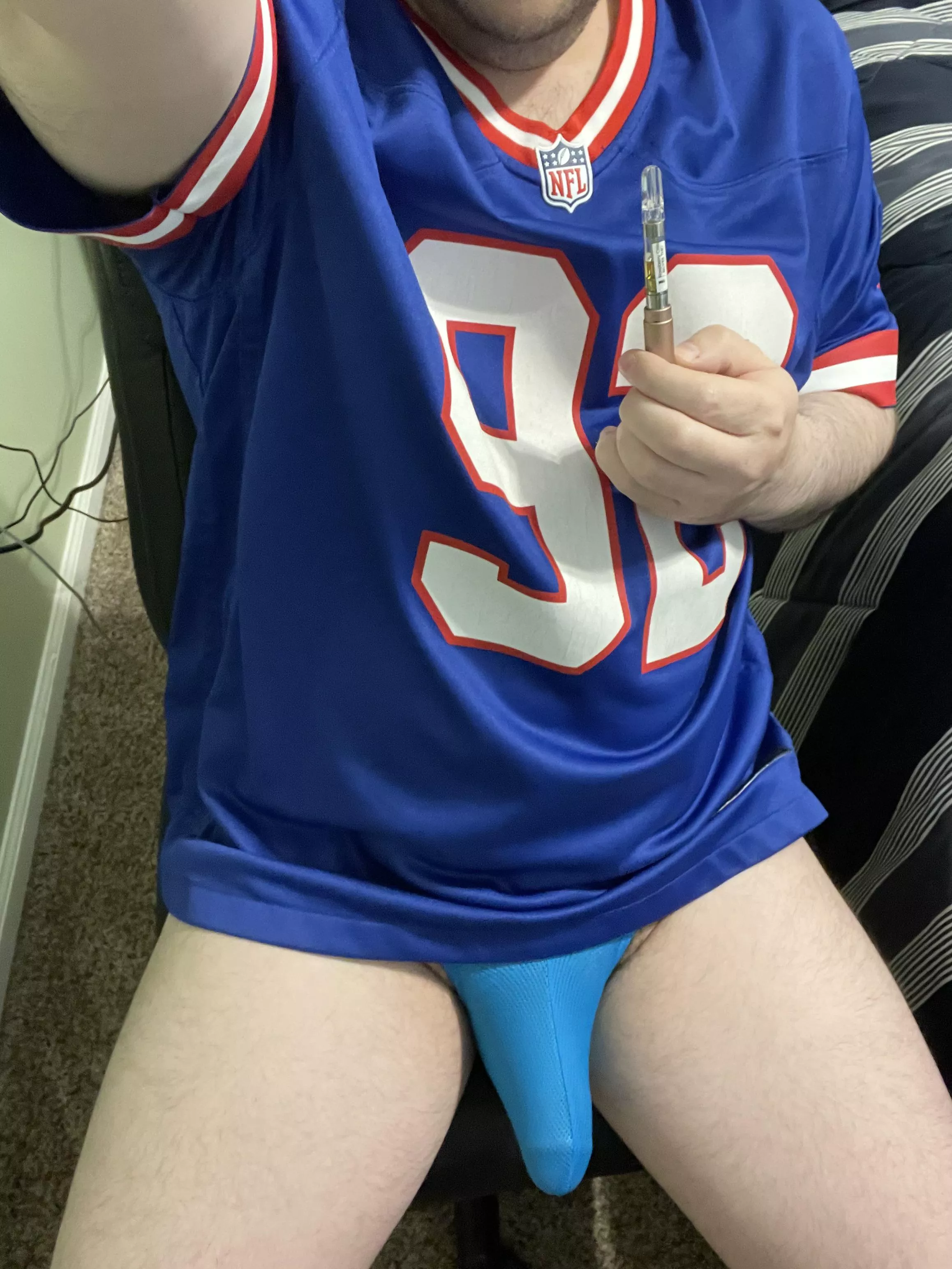 Who else is ready for NFL and NCAA season to be back?? I rep NYG and ND Irish! Always in just a thong, too… posted by Buster912