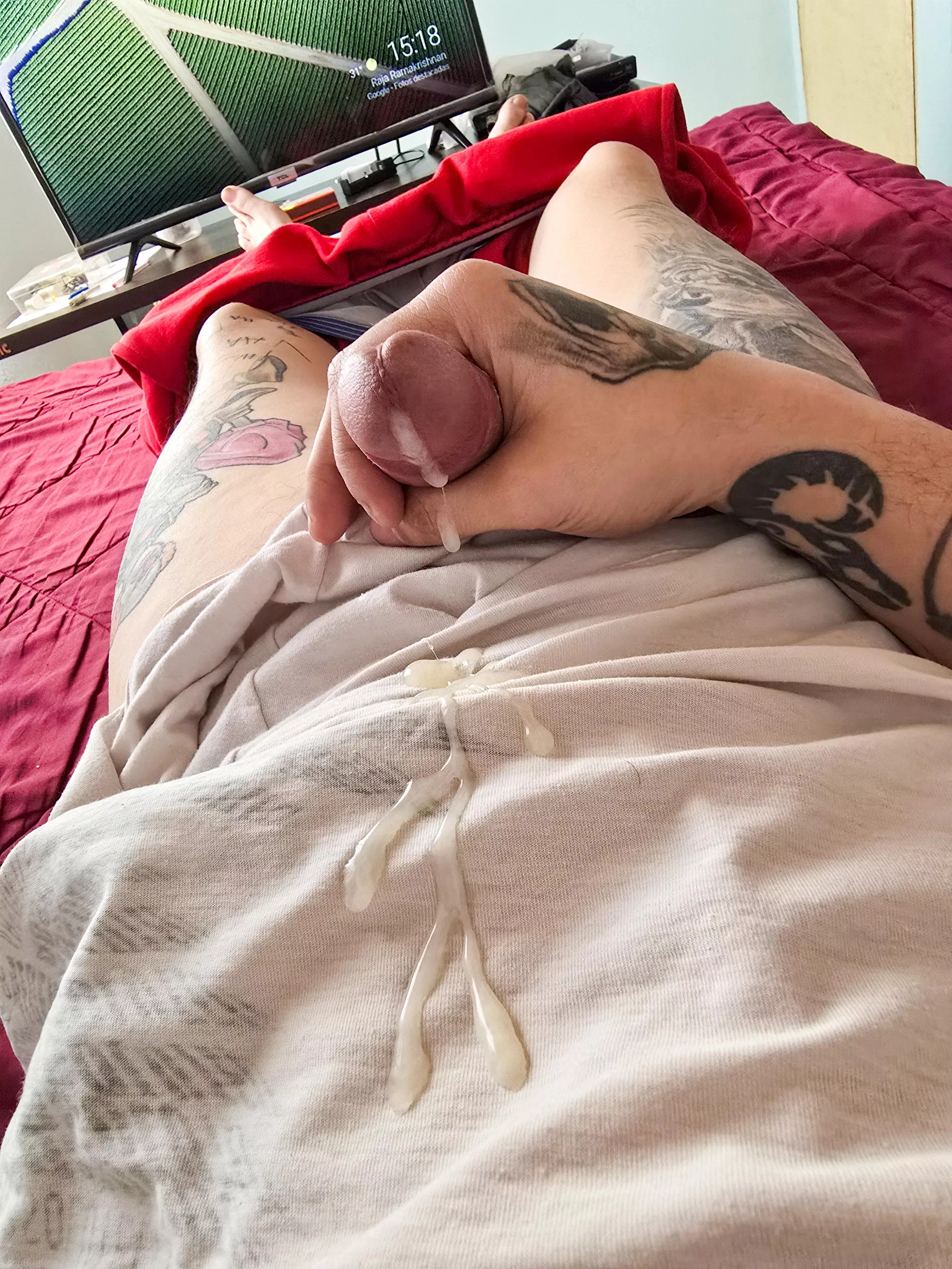 My own river of semen.  posted by No-Fisherman779