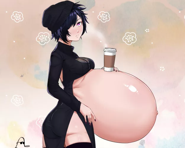 Pregnant girl with decaf coffee  by HeavyLancerthe8th