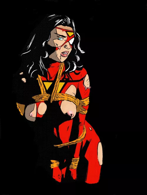 Spider woman tied up  by silly_goose626