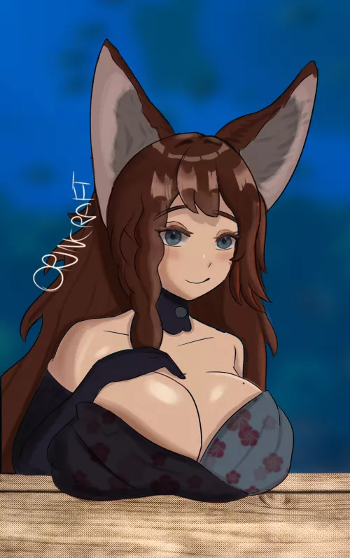 an huge titty Kitsune (art by me) by Rincraft