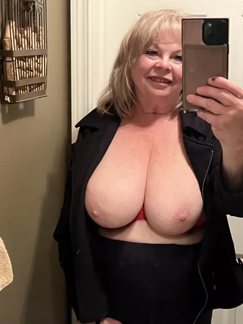 In the bathroom of a mom and pop shop! 🤫  by GrandmasNaughty