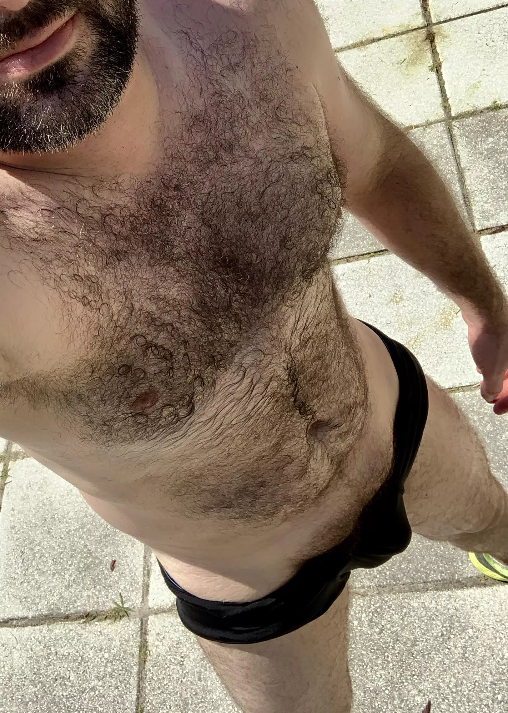 Yard work in briefs  posted by Latin-dad