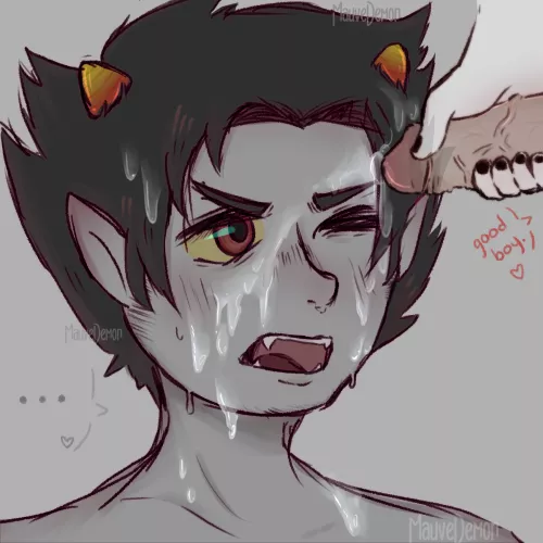 Dave gives Karkat a Special Facial ❤️(Art by me @mauvedemon) by MauveDemon