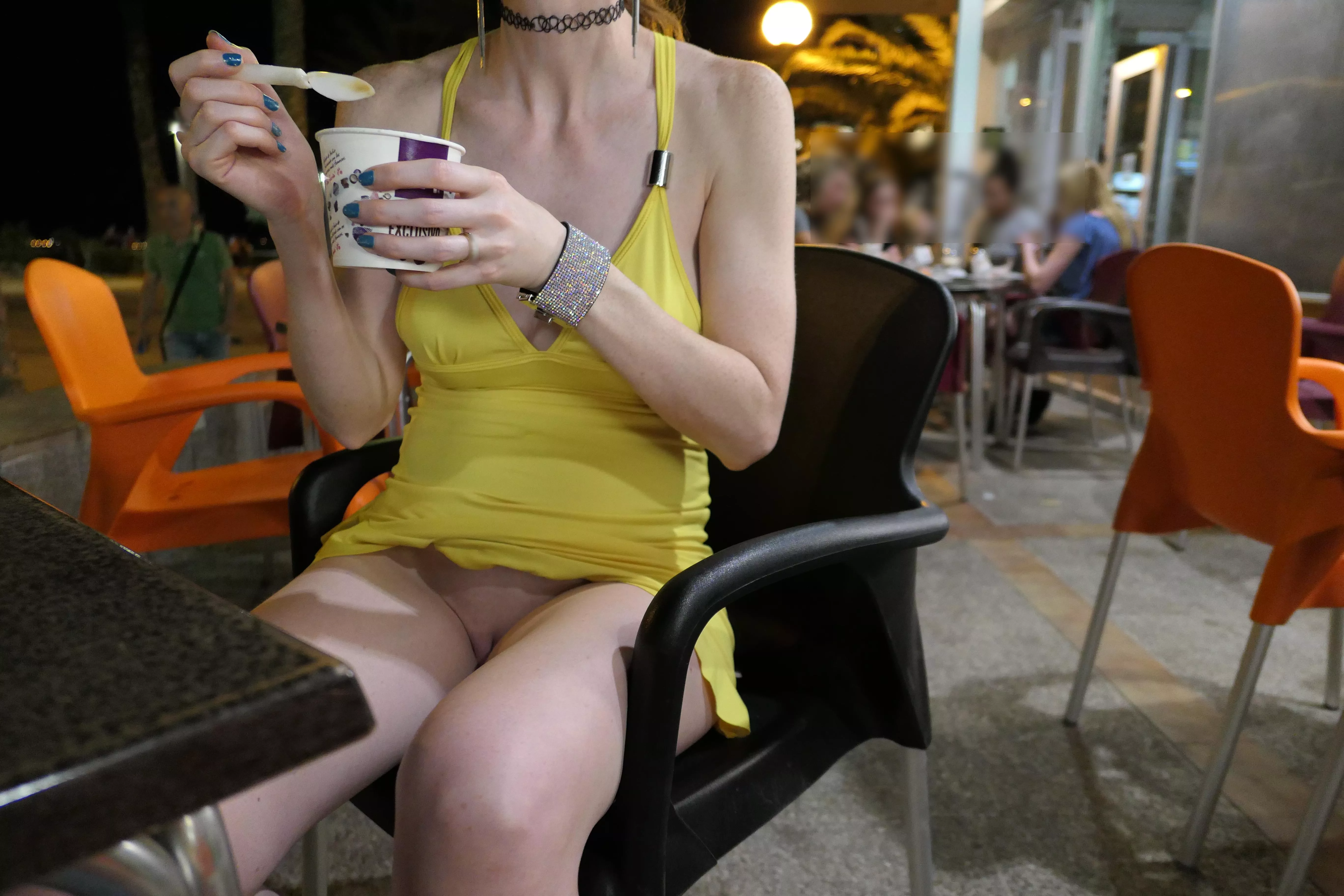 I went for dinner and ice cream in a slutty dress and no underwear. posted by miaexhib