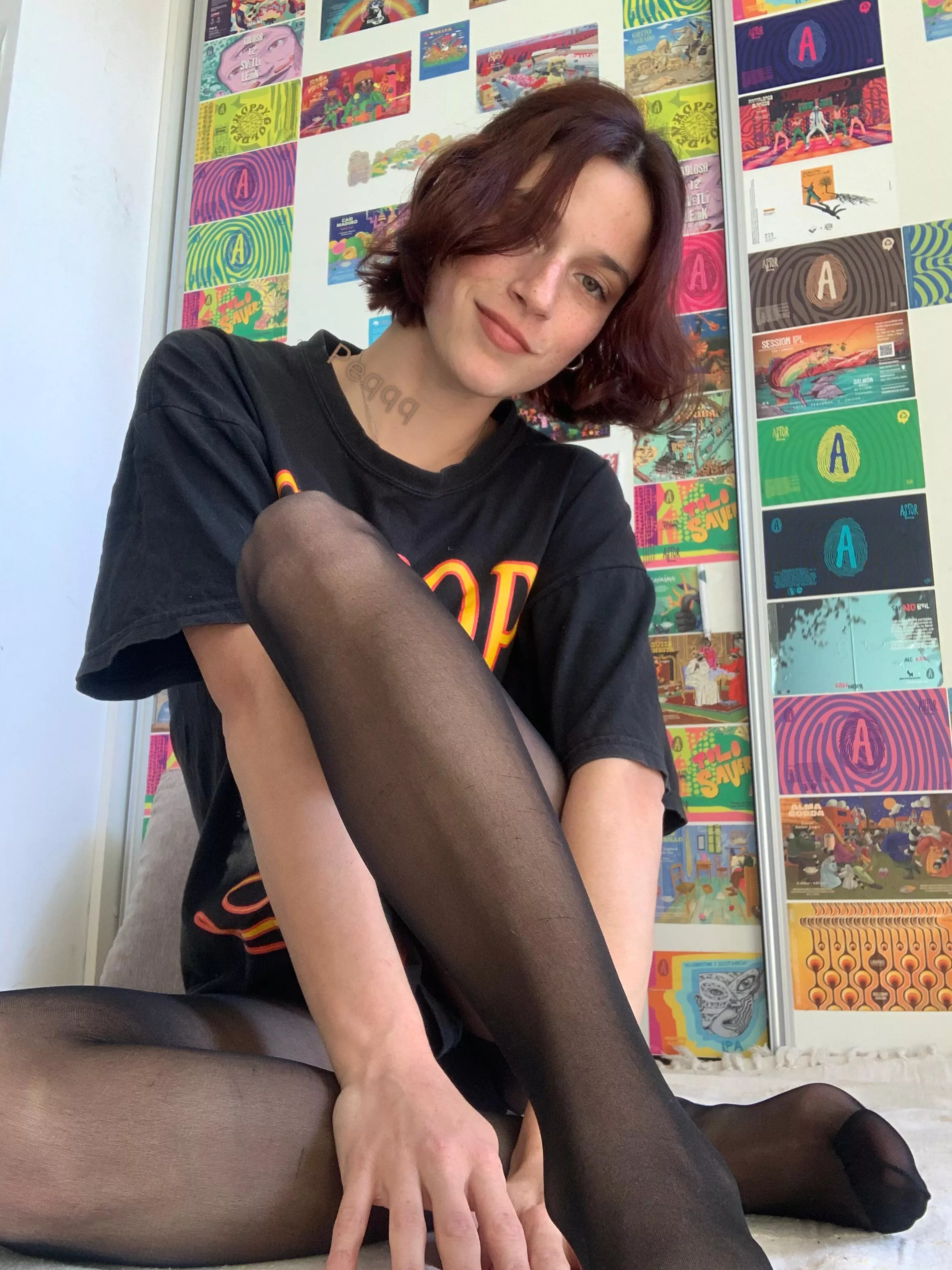 Black pantyhose and a shirt are the look  posted by peqqqqqq