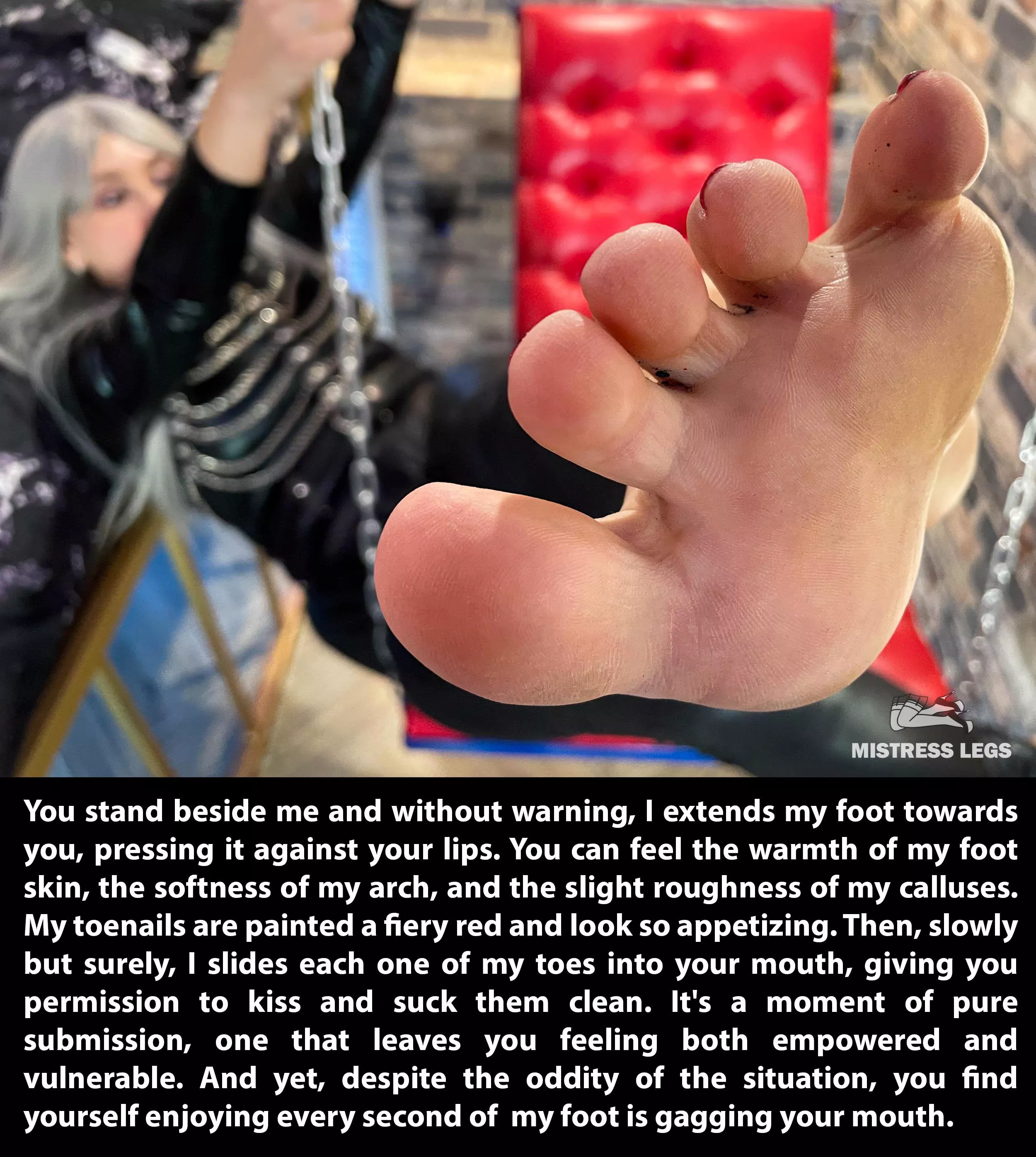 Hope you understand what I wants you to submit to my dominance and let my toes in your mouth posted by MistressLegs