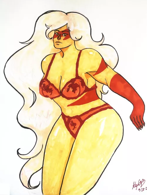 sketched jasp in some red lingerie by magicraven94