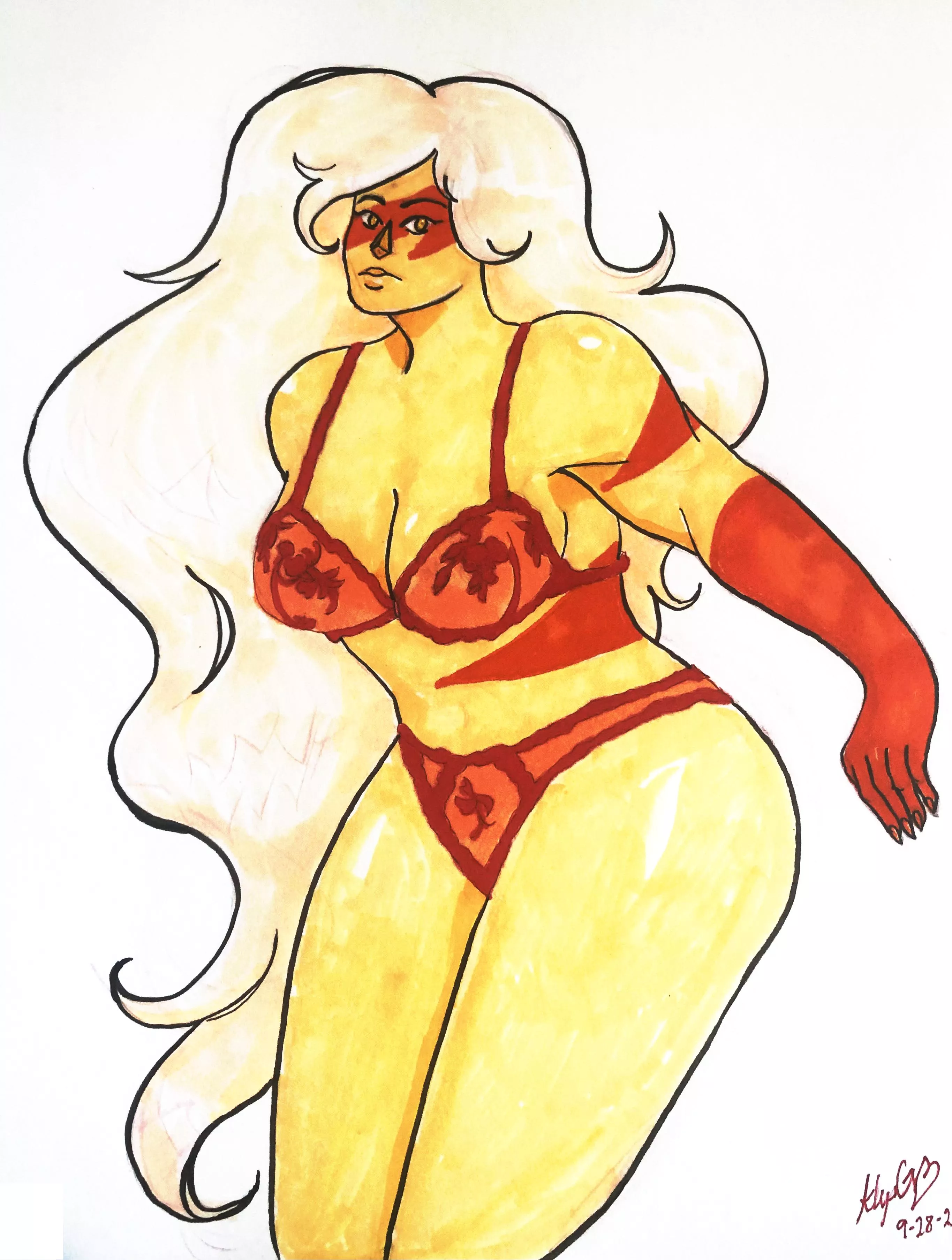 sketched jasp in some red lingerie posted by magicraven94