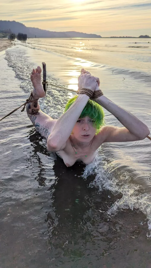 Hogtied in the frigid river  by EmberAddams