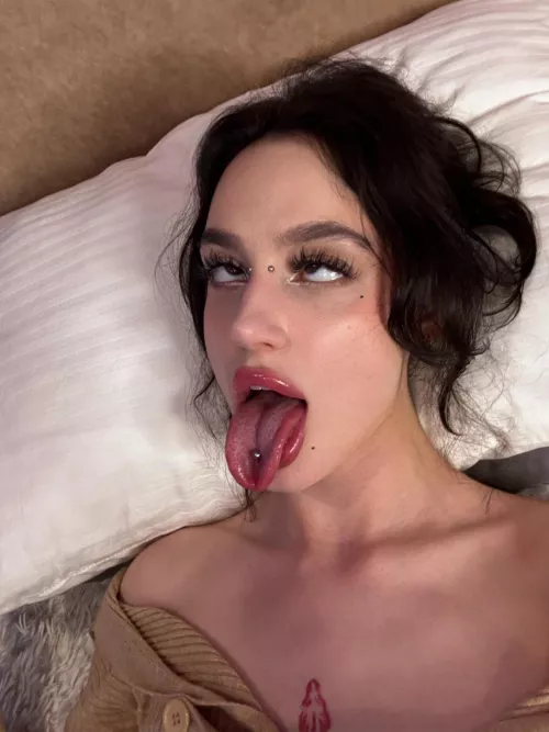 long tongue, cute ahegao, full lips - do I look like your dream girl? by hirahenna