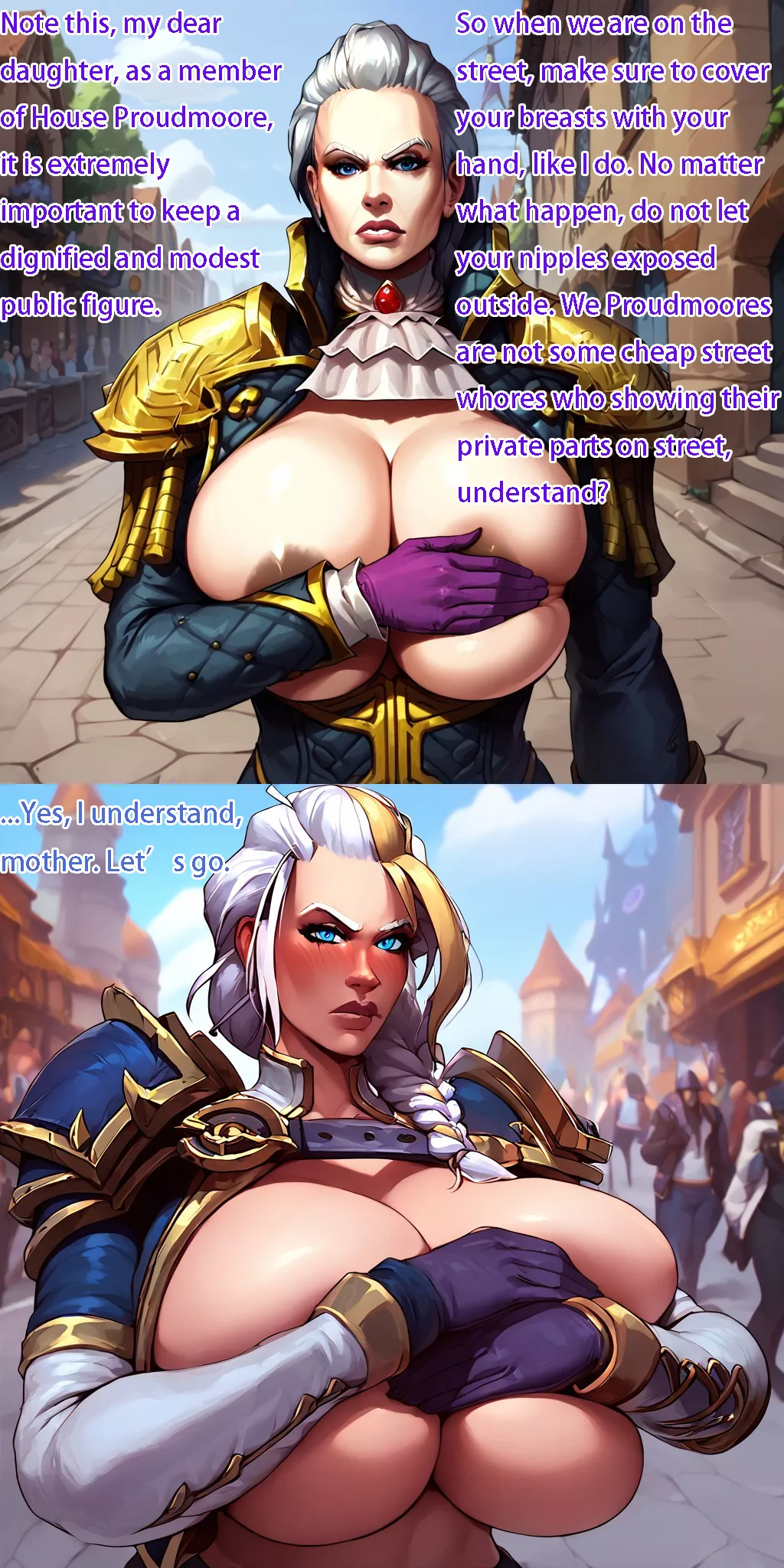 [Pony diffusion] Katherine remind Jaina the Importance of public modesty posted by scpony