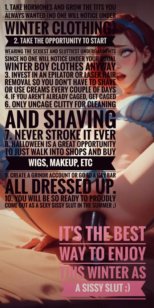 Are you preparing yourself to be the perfect sissy cum slut? by According_Bar_6390