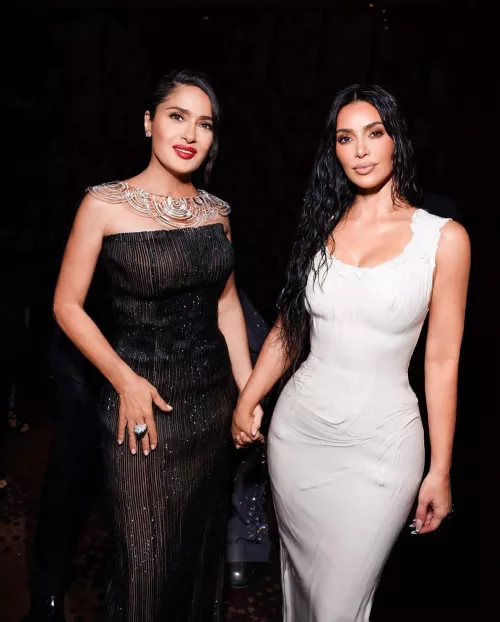 Kim with Salma Hayek by Heerranjha708
