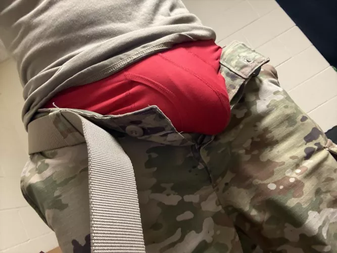 Red undies last night by uncutmilitarymx