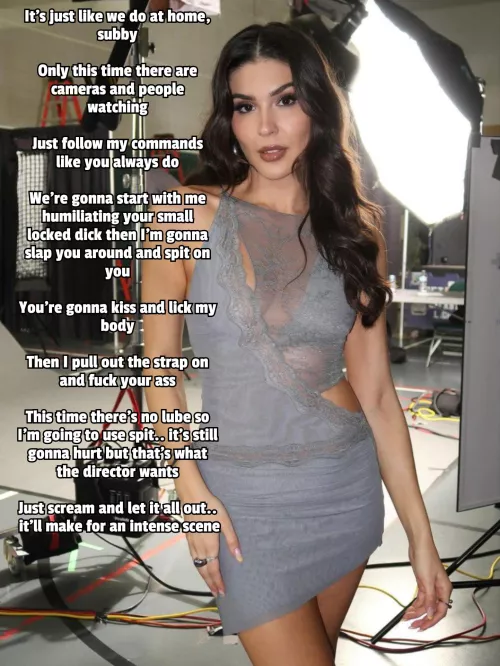 Shooting a femdom scene with your Mistress by Captionsforever