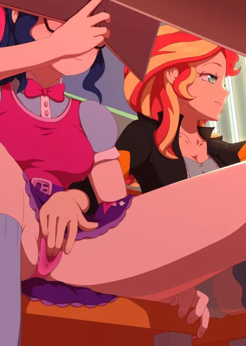 Sunset Shimmer and Twilight Sparkle being naughty durong class (Rockset) by Cadence_Oconnor3876