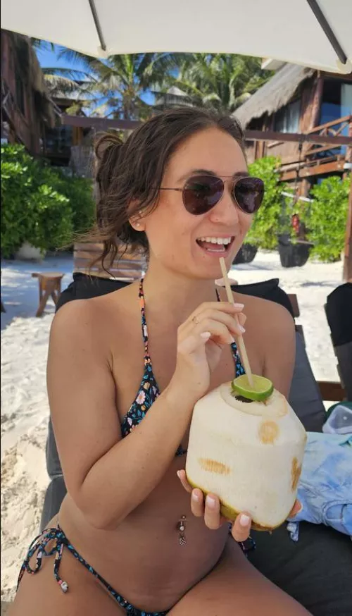 Coconut sips and cheeky grins! 😏 by nikkidavisxo