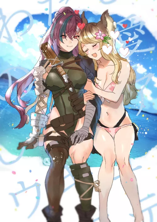 Meg and Mari being lovey dovey [Granblue Fantasy] by SlientLittleJohnson